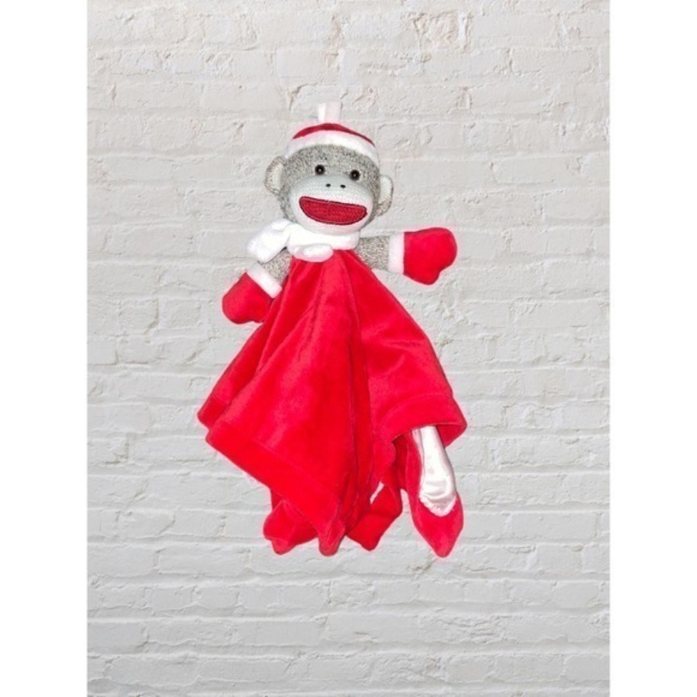 Sock Monkey Lovey with Rattle